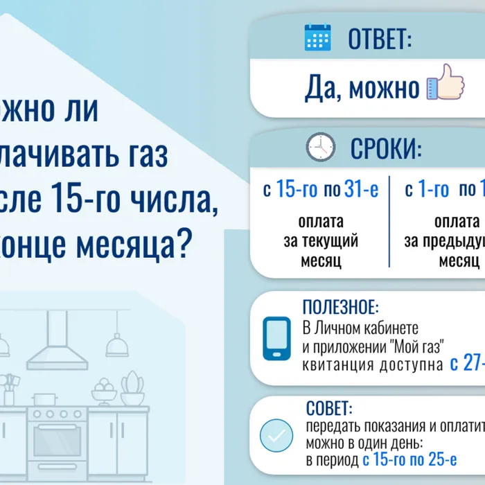 Можно ли оплачивать газ в конце месяца